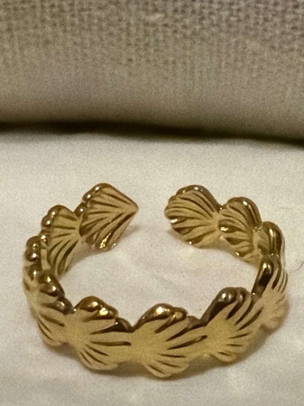 Gold Leaf-Pattern Open Cuff Ring - Women's Gold Tone Jewelry